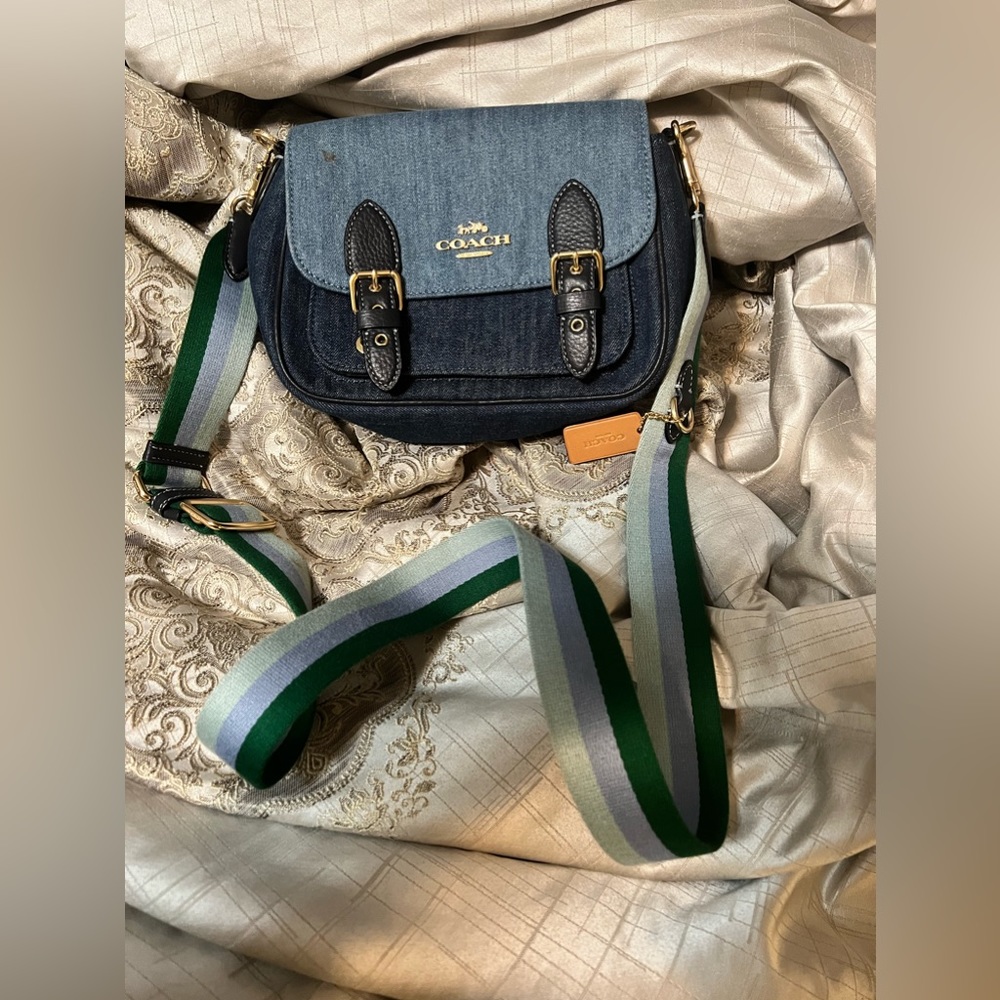 Rare Denim, with green, blue, light mint color strap.